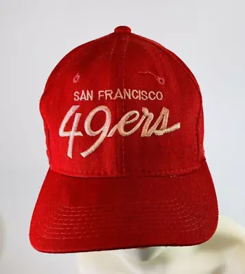 Vintage NFL San Fransisco 49ers Sports Specialties Script Red Wool SnapBack Hat • $59.99