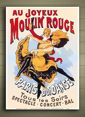 Au Joyeux Moulin Rouge Framed Canvas Poster Size A1 A2 A3 Or A4 Vintage Advert • $16.41