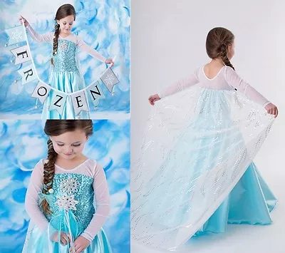$19.76 • Buy Girl Dress Costume Princess Queen Elsa Party Birthday Size 1-12Yrs