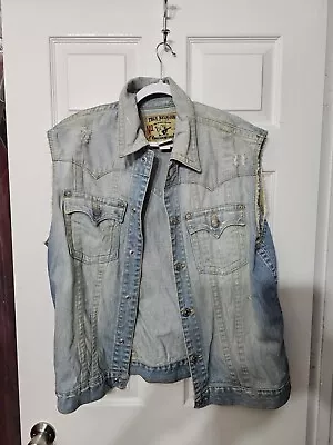 True Religion Denim Vest Mens 2XL Blue Light Wash • $15.15