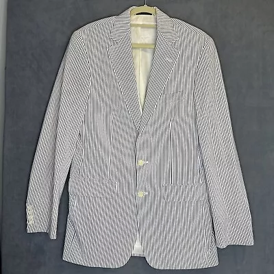 Perlis Seersucker Suit Two Piece Mens 38L Jacket & Pants Gray White New Orleans • $74.95
