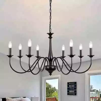 Living Room Chandelier Ceiling Light Fixture Rustic Lighting Black Modern Foyer • $108