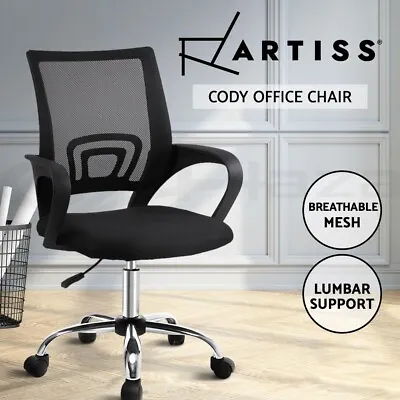 Artiss Mesh Office Chair Computer Gaming Desk Chairs Work Study Mid Back Black • $59.95