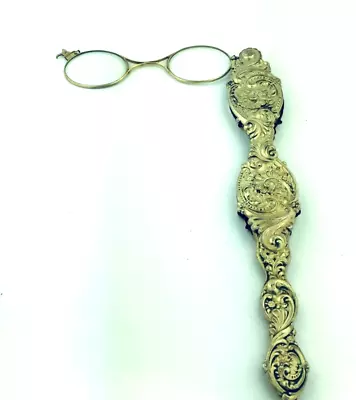 Antique Vintage Gold Tone Lorgnette Opera Folding Glasses • $601.47