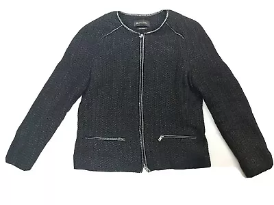 Massimo Dutti Black Weave Textured Womens Jacket Size AU10 S EUR38 • $37.15