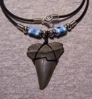 Mako Shark Tooth Necklace 1 5/8  Sharks Teeth Fossil Jaw Megalodon Scuba Diver • $16