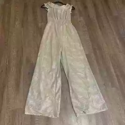 Line & Dot Womens Jumpsuit Size Small Gold Metallic Off The Shoulder Lined  • $35.97