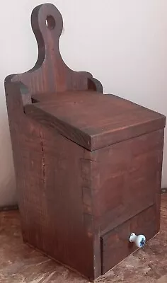 Old Primitive Wooden Wall Hanging Candle Box Salt Box Ballot Box With Drawer • $50