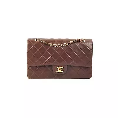 Chanel Vintage Quilted Medium/Large Classic Double Flap Brown • $7062