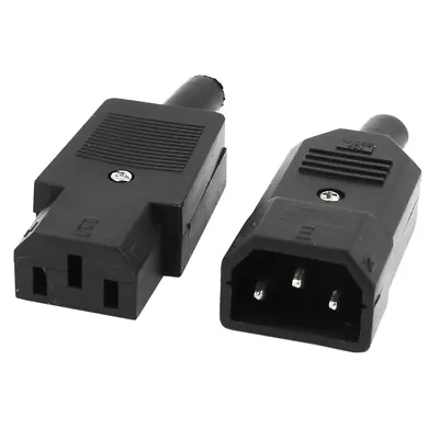 Pair Black IEC 320 C14 To C13 Socket Power Connector Adapter AC 250V 10A • £4.67