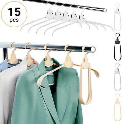 Folding Compact Hanger Clothes Space Saving Travel Apparel Drying Rack 15 Pcs • $18.74