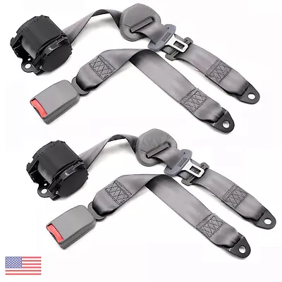 2 Set Safety 3 Point Retractable Car Seat Lap Belt Adjustable Kit Universal US • $50.10