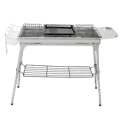 Foldable BBQ Barbecue Charcoal Grill Stove Shish Kabob Stainless Steel Camping • $36.99