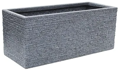 Strata Large 60cm Faux Slate Rectangular Plastic Rippled Planter Grey • £22.99