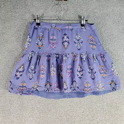 TIGERLILY Skirt Womens 12 Purple Floral A-Line Ruffle Boho Zip Casual Ladies • $28.99