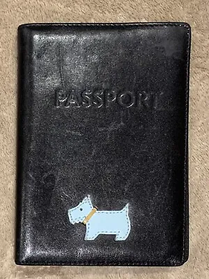 Radley Heritage Dog Leather Passport Cover / Holder - Black • £14.25