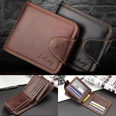 Mens RFID Blocking Leather Wallet Credit Card Bifold Purse With Coin Pocket • $9.98