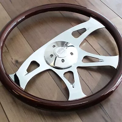 18  Steering Wheel 4 Spoke Chrome Talon Dark Wood - BLEM Cosmetic Defects • $114.94