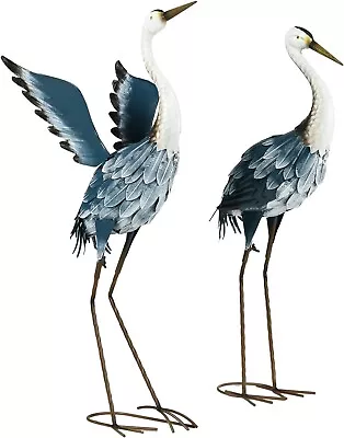 Metal Heron Crane Statue Sculpture Bird Art Decor Home Modern Yard Patio Lawn • $99.99