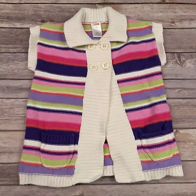 Gymboree Stylish Corgi 5T Bright Striped Cardigan Sweater Vest Purple Pink • $15