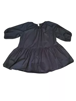 H&M Trend Conscious Oversized Black Ruffled Cotton Dress Size Large • $17.99