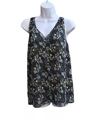 Cabi Women’s Small Sleeveless Blouse Sunbeam Cami Floral Tunic Lined Semi Sheer • $19.71