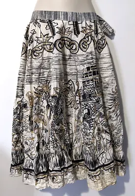 NWT SWEET By Miss Me Women's Folk Mexican Sequined Circle Skirt Size S Blk/Wht • £61.70