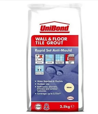 UniBond  2.5 Kg Rapid Set Flexible Wall And Floor Tile Grout - Cream • £7.99