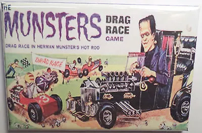 Munsters Drage Race Board Game Box 2 X3  MAGNET Refrigerator Locker Retro Ver 3 • $6.95