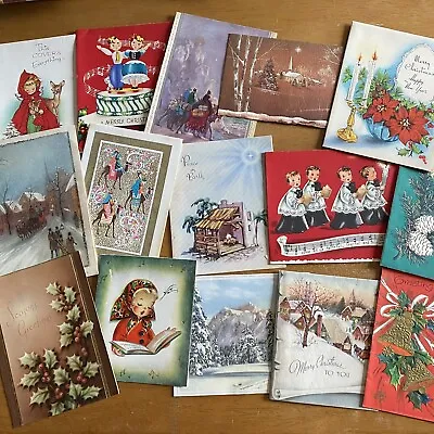 Vintage Christmas Card Lot Of 30 Nostalgic Used Holiday 40s Thru 60s • $22