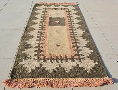 Authentic Hand Knotted Vintage Flat Weave Chobi Kilim Wool Area Rug 3.1 X 1.7 Ft • $29.99