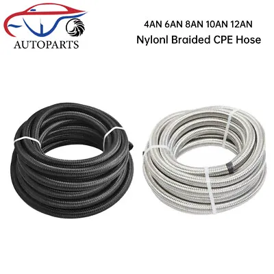 Nylon & Stainless Steel Braided Fuel Hose Oil Gas Air Line AN4/AN6/AN8/AN10/AN12 • $16.89