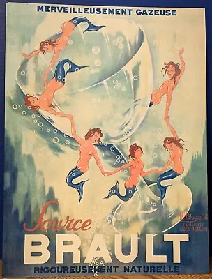 VINTAGE/RETRO R H MOYER MERMAID PRINT ON METAL 11.75  X 15.75  VERY GOOD PLUS • $22.95