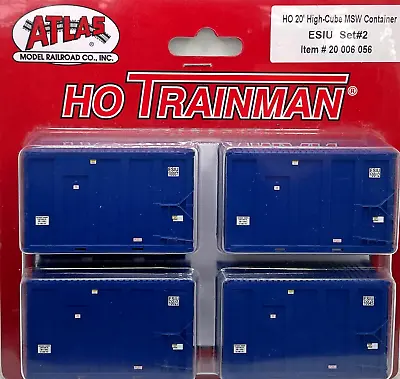 Ho Atlas 20006056 20' High Cube Trash Msw Containers 4 Pack Esiu Set # 2 Blue • $59.99
