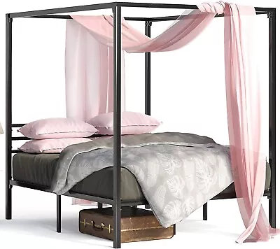$249 • Buy Bed Frame QUEEN Size DOUBLE SINGLE Canopy Four Poster Metal Base Zinus