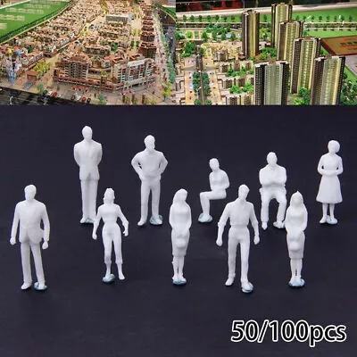 50/100Pcs Scale 1:75 Unpainted People Figures Model Train Miniature Railway Park • £4.99