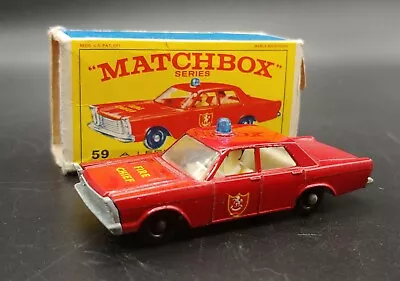 Vintage Matchbox Lesney NO. 55/59 Ford Galaxie Fire Chief W/box Great Condition • $24.99