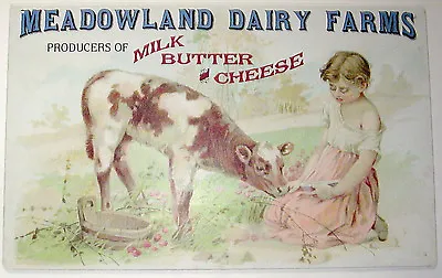 Rustic Advertising Tin Sign  Meadowland Dairy Farms  Vintage Farmhouse Décor • $10.95