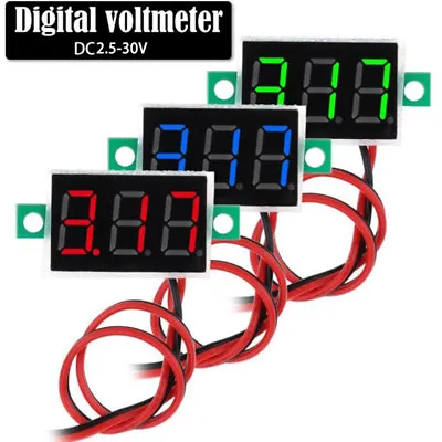 2-Wires Mini DC 2.5-30V Voltmeter LED Panel 3-Digital Display Voltage Meter H4 • $1.38