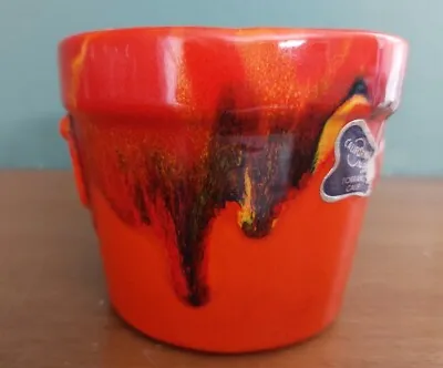 $32.40 • Buy Vintage California Original Pottery Bright Orange Drip Glaze Small Pot
