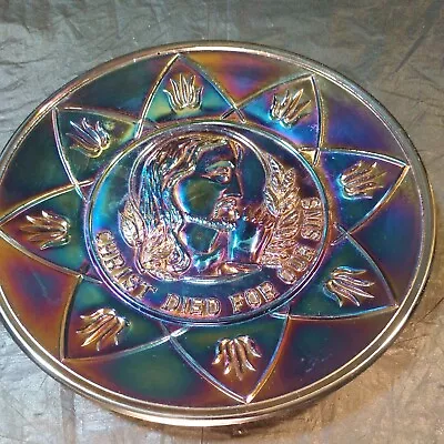 Millville Art Glass 1975 Carnival Glass Plate Christ Died For Our Sins • $22.49