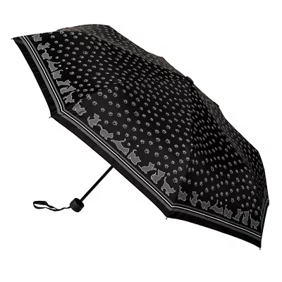 Clifton Women's Folding 97cm Grey Cat Paw Print Umbrella UV Sun Shade Black • $29.95