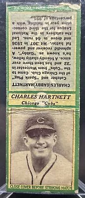 1935-36 DIAMOND MATCHBOOKS Green BORDER CHARLES  GABBY  HARTNETT HOFer • $10