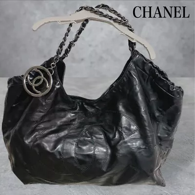 CHANEL Big COCO MARK GM Chain Tote Hand Crossbody Bag Women Black 3way USED • $953.33