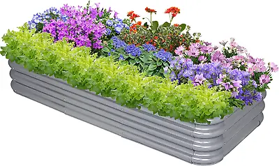 Galvanized Raised Garden Bed Kit Outdoor Vegetables Fruits Flowers Planter Metal • £65.19