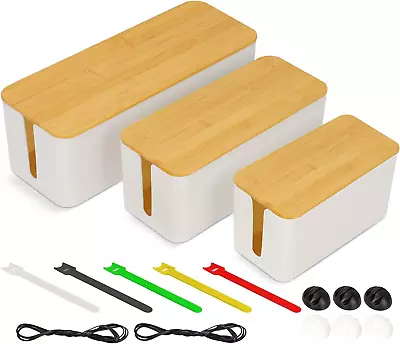 Cord Organizer Cable Management Box Holder Set Of 3 For Cords Power Strips Or • £25.25