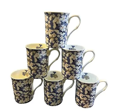 6 Daisy Flower Mugs Coffee Tea Fine Bone China Castle Shape • £23.99