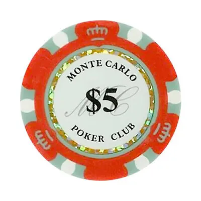 NEW 100 Apple Red $5 Monte Carlo Smooth 14 Gram Clay Poker Chips - Exclusive  • $39.99