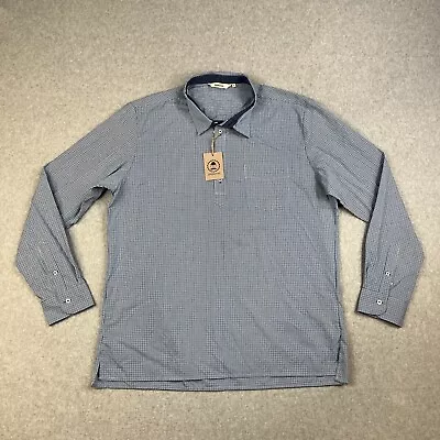 Popover Shirt Mens XL Long Sleeve Blue Check Cotton Dress • $22.49