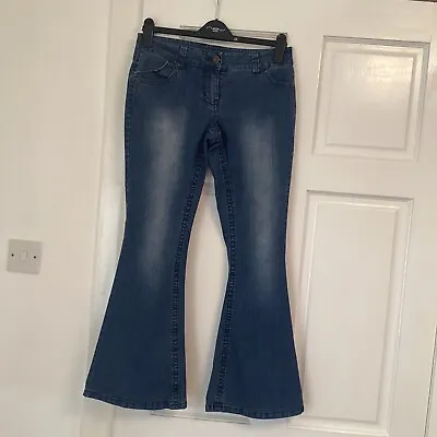 Size 10 Blue Stretchy Jeans From Dorothy Perkins Flared 30 Inch Legs • £3